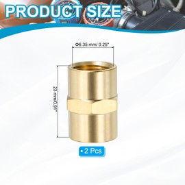 PATIKIL 1/4" x 1/4" Brass NPT Coupler, 2 Pack Female Hex Head Pipe Fitting Coupling for Home Plumbing Pipes Shower Head Bases Coupling, Gold