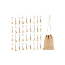 Deco 79 Metal Indoor Outdoor Decorative Bells Tibetan Inspired Meditation Bell with Brown Jute Rope and Canvas Drawstring Tote, Set of 36 Cow Bell6 1" W, 1" H, Gold