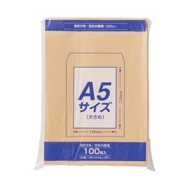 Maruai PK-Z158 A5 Rectangular No. 5 Kraft Envelopes, Brown Envelopes, 100 Sheets