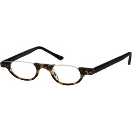 IB The Hunter Colorful Retro Half Under Frame Rimless Round Vintage Reading Glasses +3.00 Black and Tan Tortoise (Carrying Case Included)
