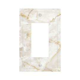 ybclf White Gold Marble Light Switch Cover 1 Gang Single Rocker Wall Plate Decorative Golden Lightswitch Switchplate Faceplate for Bathroom Kitchen Bedroom