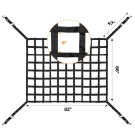 Autofonder Cargo Net for Pickup Truck Bed Adjustment 66"x82" Truck Bed Cargo Netting with S-Hook Fittings 2” Wide Heavy Duty Small Trunk Cargo Nets Automotive Carrier for SUV Car Trailer