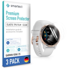 smartect TPU Screen Protector [Pack of 3, Clear] Compatible with Garmin Venu 2S, Covers the Whole Display, Screen Protector, Bubble-Free, Screen Protector Anti Fingerprint