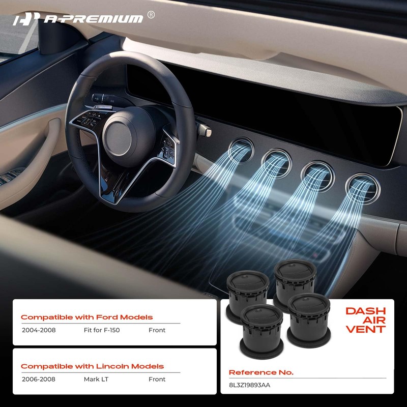 A-Premium 4PCS Dashboard AC Heater Air Vent Compatible with Ford