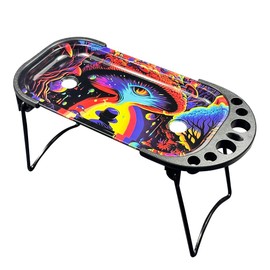 Rolling Tray Set Cone Filler Pre Roll Machine for King Size 1 1/4 Size Cone Loader Foldable Stand with Metal Rolling Tray,Filler Funnel Placement Device & Brush 9.3x4.3x1.3 Inch (J1)