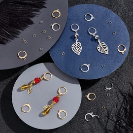 UNICRAFTALE 80 Pieces 2 Colours Leverback Earring Hooks 304 Stainless Steel Earring Hooks 14.5 mm Round Lever Back Earring French Hook Ear Wire with 100 Pieces Open Jump Rings for Earring Making