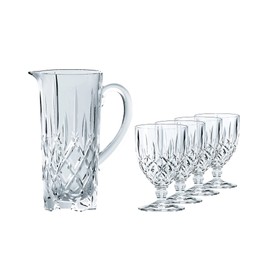 Nachtmann Noblesse Pitcher and Glasses Set | 5 Piece Set Includes 1 Pitcher and 4 All Purpose Glasses | Made of Clear Crystal Glass | Dishwasher Safe