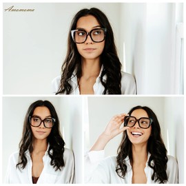 AMOMOMA 3-Pack Retro Oversized Square Reading Glasses for Women Large Stylish Blue Light Blocking Readers AM6072 Mix (+1.00 Magnification Strength)