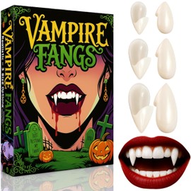 Vampire Teeth Fangs - Snug Fit Vampire Fangs for Adults Cosplay, 3 Sizes Realistic Vampire Teeth Adult Women/Men Vampire Accessories Halloween Teeth Fake Fangs for Halloween Party Favors