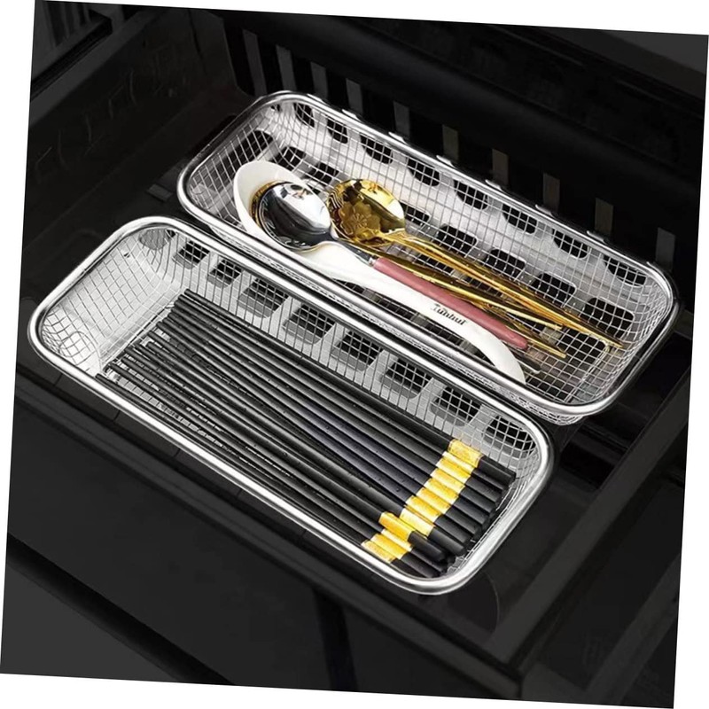 TEHAUX 2Pcs Stainless Steel Dishwasher Basket Durable Cutlery Holder with