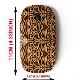 mouse inalámbrico de 2,4 G con bonito diseño de patrón para todos los portátiles y computadoras de computadora con nano receptor, piel de rayas con estampado de tigre
