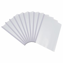 PATIKIL Clear Report Covers with Sliding Bar, 10 Pcs 10mm Slide-Grip Resume Covers 75 Sheets Capacity, A4 Presentation Folders for File, Resume, White
