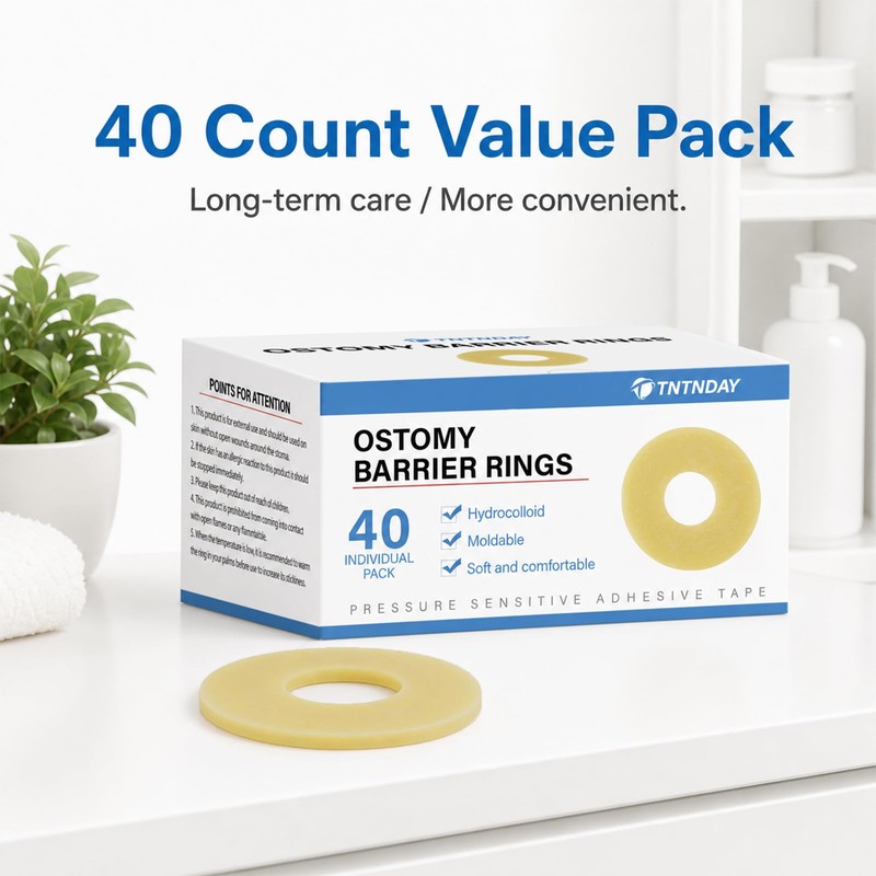 TNTNDAY 40PCS Ostomy Barrier Rings, 4mm Thick Hydrocolloid Moldable Ring