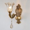 Aeyee Vintage Wall Sconce, Antique Brass Wall Light, Crystal Floral