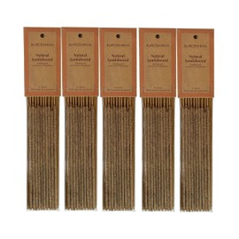 Auroshikha Natural Sandalwood - Incense Sticks (5 Pack, Total 50 Sticks)