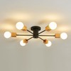 Fivootvi Semi Flush Mount Wood Ceiling Light Fixture 6-Lights Rustic