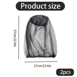 AYNKH 2 Pcs Midge Nets For Head, Fly And Bug Proof Gear For Camping, Hiking, Fishing, Gardening, Safari, Suitable For All Men's And Women's Hats