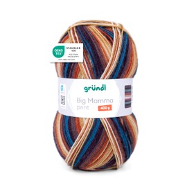 Gründl Big Mamma Print Wool - XXL Wool for Knitting with Colour Gradient - Soft and Skin Friendly - 100% Polyacrylic - 1 Ball 400 g / 1040 m - Needle Size 3.5-4.5 - Ink Copper/Mauve Beige/White