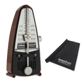 Wittner 831 Taktell Piccolo Mechanical Metronome Mahogany Brown with Keepdrum Microfibre Cloth