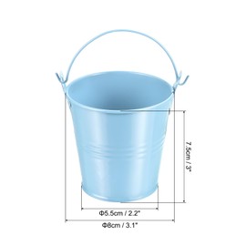 PATIKIL 3" Height Mini Metal Bucket, 3 Pack Colorful Metal Succulents Pot Party Decorative Pails with Handles for Small Succulents, Light Blue