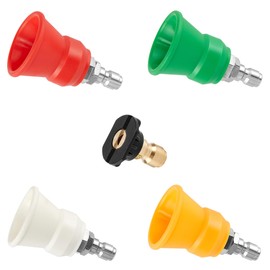 Raincovo Pressure Washer Nozzle Guard, Power Washer Nozzle Tips with Rubber Protector, 0, 15, 25, 40 degree Pressure Washer Nozzles and Soap Nozzle, Orifice 4.0