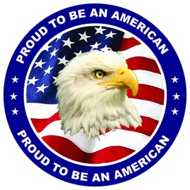 Proud to BE an American Eagle United States USA (Blue) Waterproof Powerful Decal Symbol CAR Window Truck Motorcycle Chopper Van SUV Scrapbook Cell Phone CASING Laptop Door Helmet Luggage