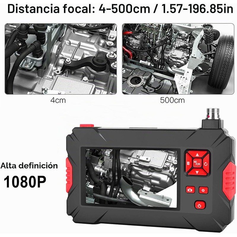 Walfront Boroscopio Industrial, Doble Lente, 9 LED, Pantalla LCD