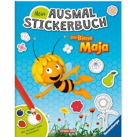 Ravensburger Mein Ausmalstickerbuch Die Biene Maja - Großes Buch mit über 250 Stickern, viele Sticker zum Ausmalen