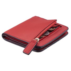 Gostwo Small Wallet for Women, Credit Card Holder Wallet, Slim Rfid Wallet Women, Compact Bifold Luxury Genuine Leather Pocket Passport Wallet Ladies Girls Mini Purse Travel with ID Window, Red