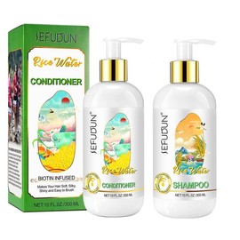 SEFUDUN Rice Water Hair Shampoo and Conditioner Set, 20 fl oz, for Thinning Hair with Rosemary, Biotin, Caffeine Haircare Comfort Cleansing Cleanser Natural - Specification: Rice Water Hair Shampoo and Conditioner