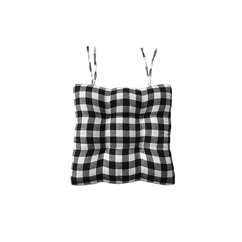 JAIJY Buffalo Check 17" Square Chair Pad with Ties Non-Slip