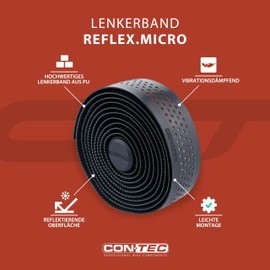 CONTEC CT 03199997 Handlebar Tape Reflex MICR O Black 200 mm Black