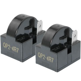 MEETOOT 2pcs QP-02-4.7 PTC Refrigerator Start Relay 2 Pin Coolers Compressor Starter 4.7 ohm Refrigerator Compressor PTC Starter