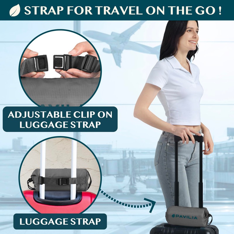 PAVILIA Travel Blanket Airplane Compact with Bag, Soft Packable Plane