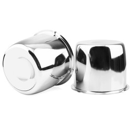 Rheedal 2Pcs 4.25inch Trailer Wheel Center Caps Push Through 4.25" Bore 3.72" Tall Hub Cap for Truck SUV RV Wheel Rim, Chrome Silver Wheel Cover