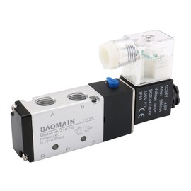 Baomain Pneumatic Air Control Solenoid Valve 4V210-08 DC 24V 5 Way 2 Position PT1/4" Internally Piloted Acting Type Single Electrical Control
