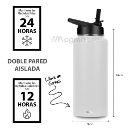 Termo Para Café Y Agua 3 Tapas Acero Inoxidable 32 Oz 950 Ml