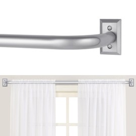 Nickel Wrap Around Curtain Rods,Nickel Curtain Rods for windows 66 to 120 inch(5.5-10Ft),Adjustable Blackout Curtain Rod,1 Inch Diameter Room Darkening Drapery Rods,Window Curtains Rod 66-120",Silver