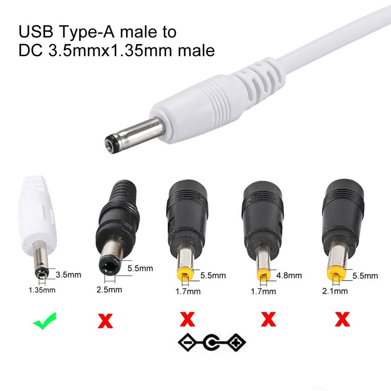 uxcell USB Type-A Male to 3.5 x 1.35mm DC 5V