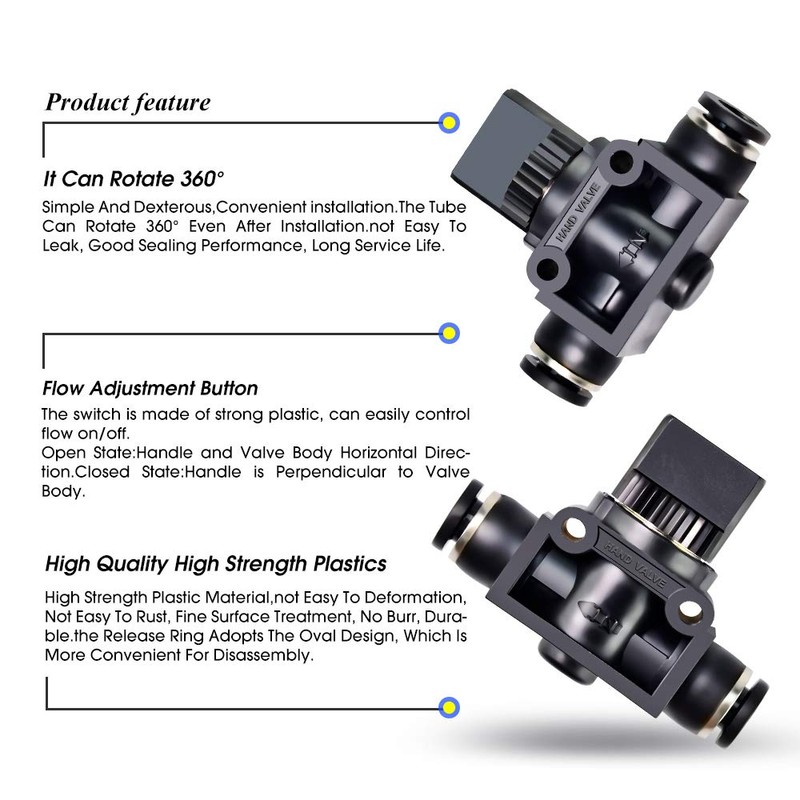 TAILONZ PNEUMATIC 3/8 inch OD Manual Flow Switch Valve 2