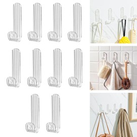 HZHSSG 10 Pcs Self Adhesive Hooks,No Drilling Sticky Hooks,Wall Mounted Creative Clothes Hook,Modern Minimalist Style Wall Hooks for Shower,Kitchen,Living Room,Office(Transparent)