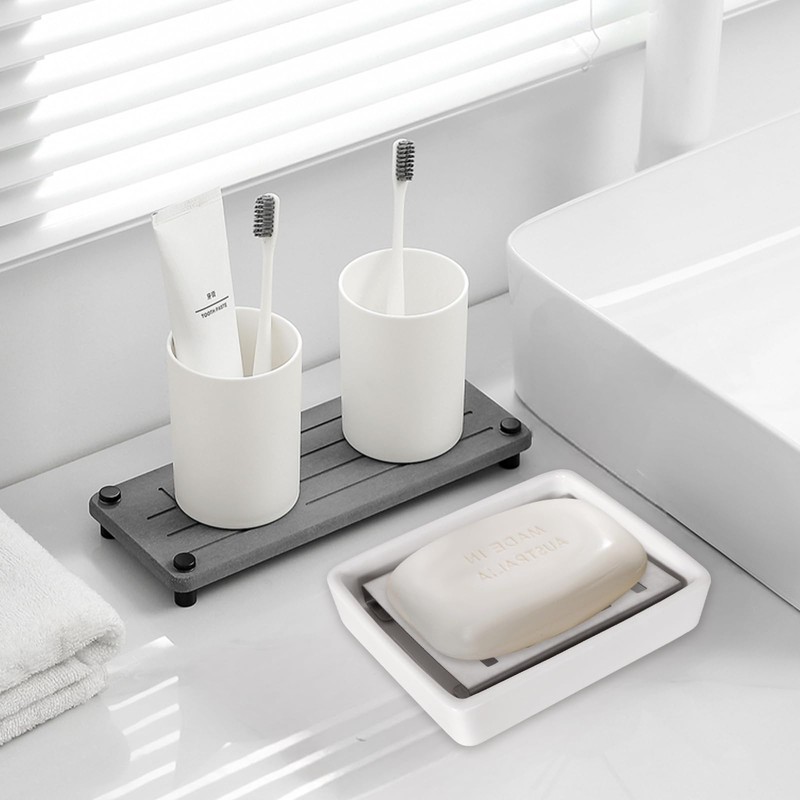 Double Layer Ceramic Soap Dish, Waterproof Soap Dish with Drain,