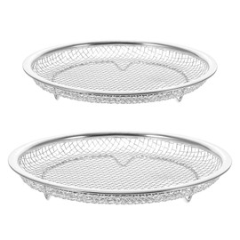 Colander, Crunchy, Shallow Colander, Legs Included, Flat Colander, Oil Drainer, Set of 2, Stainless Steel, Dishwasher Safe, Round Colander, Tabletop, Deep Fried Food, Vegetable Drainer, 7.1 - 8.7