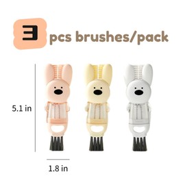 4 in 1 Cup Lid Cleaning Brush Cute Rabbit Shaped Cup Mouth Scrubber Portable Multifunctional Crevice Lid Cleaning Brushes 3PCS