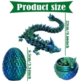 3D Printed Dragon Eggs with Dragon Inside,Easter Gifts for Kids,Easter Eggs for Home Office Decor Birthday Funny Gifts for Adults (Green)