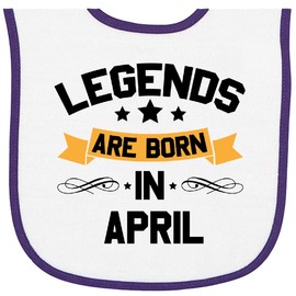 inktastic Legends Are Born in April Baby Terry Cloth Bib White and Purple 285e0