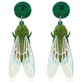 CWVHQ Cicada Earrings Lovely Acrylic Big Insect Bug Cicada Drop Earrings Unique Beetle Bug Scarab Weird Earrings for Women (cicada)