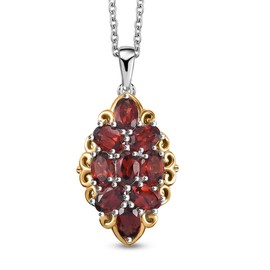 Shop LC Red Garnet Mix Stainless Steel Platinum Plated Chain Pendant Necklace for Women Jewelry Birthday Gifts Size 20 Inches Ct 3.9