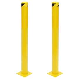 Safety Bollard, 48" Height * 4.5" Dia Bollard Post, Yellow Steel Pipe Bollards with 8 Anchor Bolts, Perfect for Traffic-Sensitive Area, Pack of 2