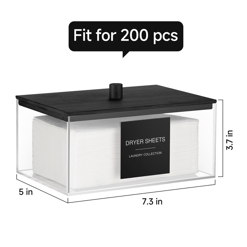 TIPGO Acrylic Dryer Sheet Holder with Lid, Clear Laundry Sheets